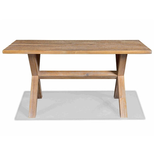 Modern Farmhouse Solid Pine Wood Dining Table in Distressed Driftwood Finish