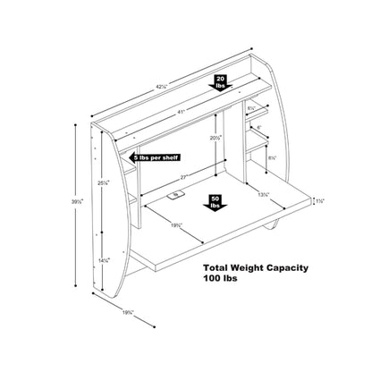 Wall Mount Space Saving Modern Laptop Computer Desk in Espresso