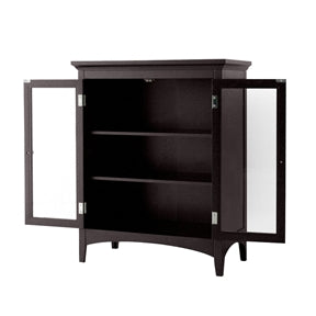 Dark Espresso Freestanding Bathroom Floor Cabinet with Storage Shelves