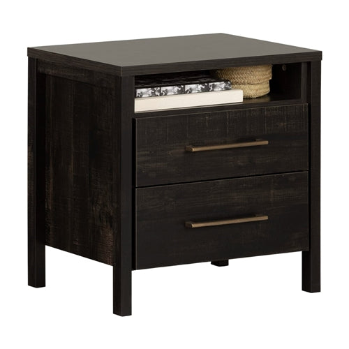 Modern Java 2 Drawer Nightstand Cubby Storage Shelf