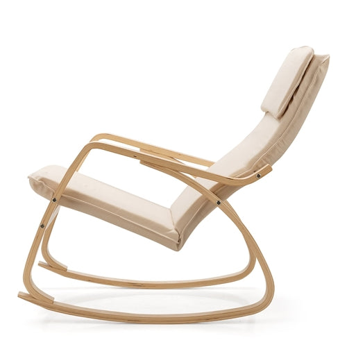 Farmhouse Beige/Natural Linen Upholstered Rocking Chair