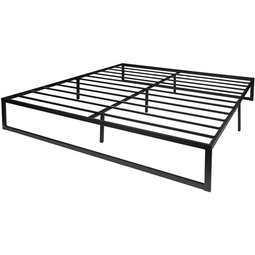 14 Inch Black Metal Steel Slat Platform Bed