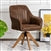 Faux Leather Swivel Accent Chair with Solid Wood Legs - Brown