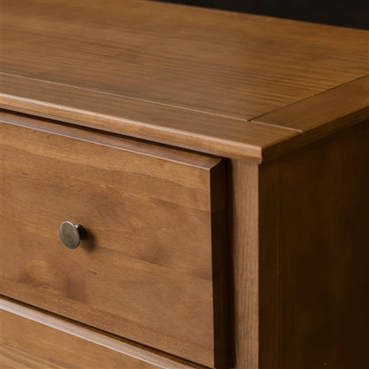 Farmhouse Solid Pine Wood 6 Drawer Dresser in Walnut Finish