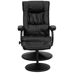 Black Faux Leather Recliner Chair with Swivel Seat and Ottoman