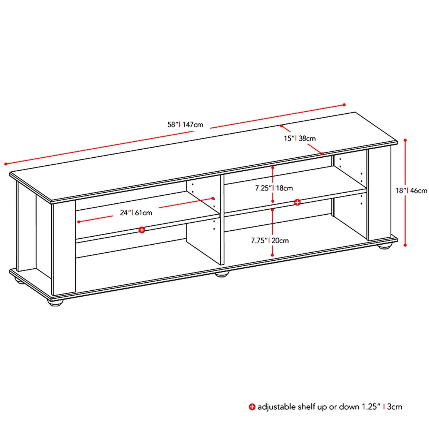 Modern Black TV Stand - Fits up to 68-inch TV