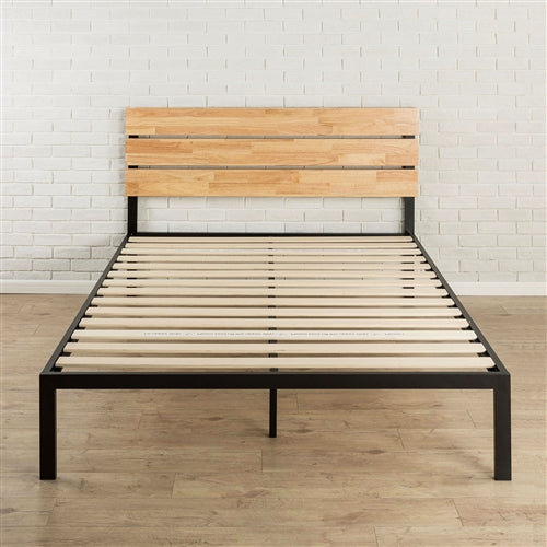 Modern Wood and Metal Platform bed Frame with Headboard