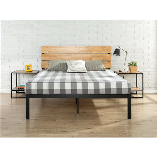 Modern Wood and Metal Platform bed Frame with Headboard