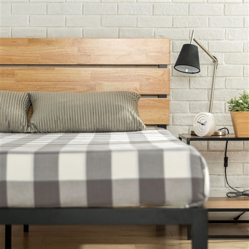 Modern Wood and Metal Platform bed Frame with Headboard