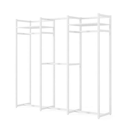 Heavy Duty White Metal Freestanding Garment Rack with 4 Clothes Hanging Rods