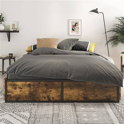 Full Metal Wood Platform Bed Frame with 4 Storage Drawers - 600 lbs Max Weight