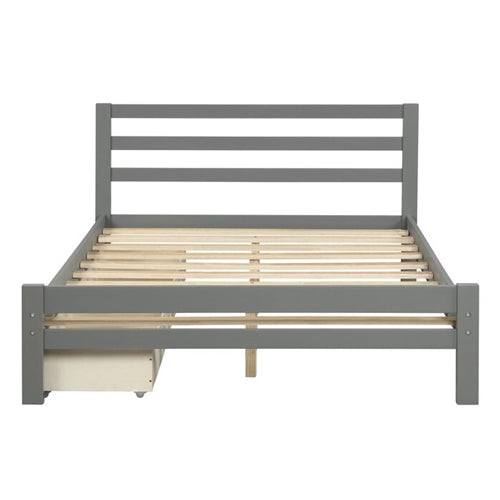 Gray Low Profile 2 Drawer Storage Platform Bed