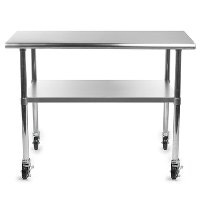 Stainless Steel Kitchen Prep Table with Casters