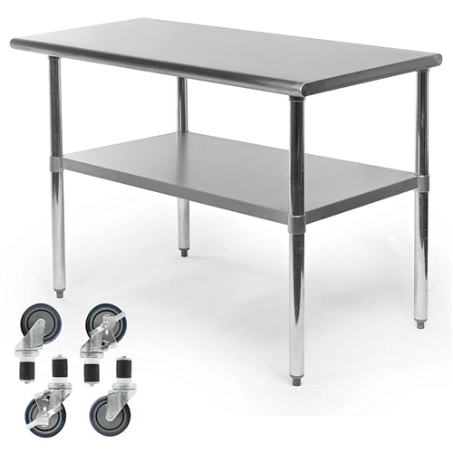 Stainless Steel Kitchen Prep Table with Casters