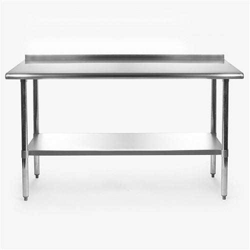 Stainless Steel 60 x 24 inch Heavy Duty NSF Certified Work Bench Prep Table with Backsplash