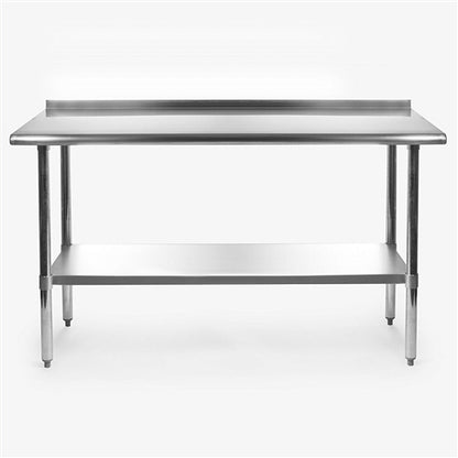 Stainless Steel 60 x 24 inch Heavy Duty NSF Certified Work Bench Prep Table with Backsplash