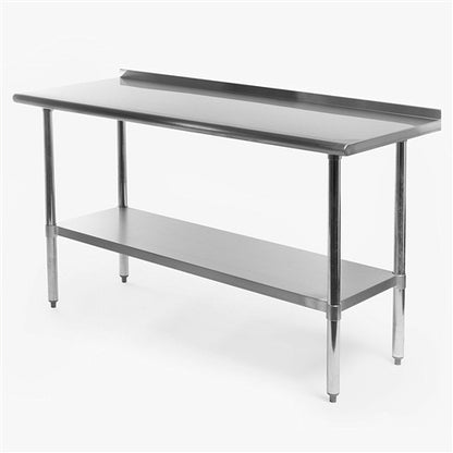 Stainless Steel 60 x 24 inch Heavy Duty NSF Certified Work Bench Prep Table with Backsplash