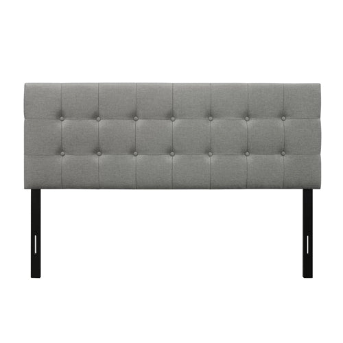 King size Mid-Century Style Button-Tufted Headboard in Grey Upholstered Fabric