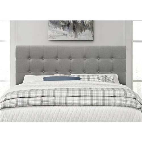 King size Mid-Century Style Button-Tufted Headboard in Grey Upholstered Fabric