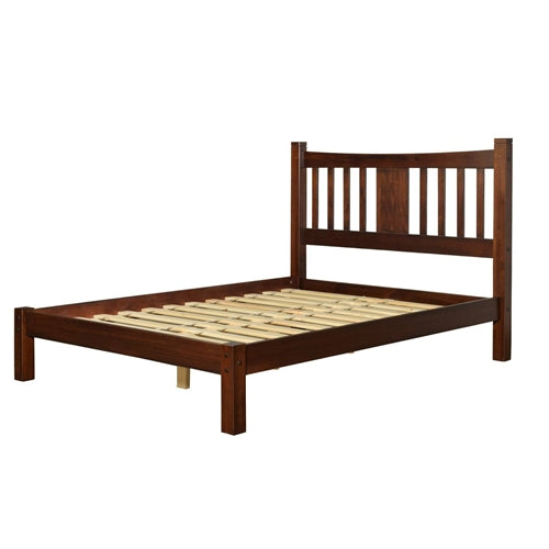 Farmhouse Style Solid Wood Platform Bed Frame with Headboard in Cherry