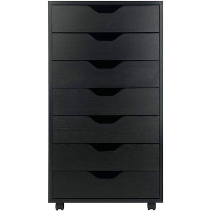 Modern Scandinavian Style 7-Drawer Storage Cabinet Chest in Black Finish