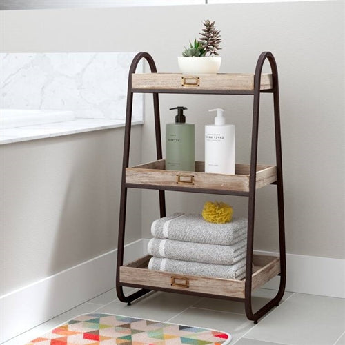 Industrial Freestanding 3-Tier Bathroom Storage Shelving Unit