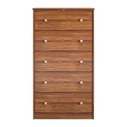 Modern 5-Drawer Bedroom Chest Dresser in Rustic Brown Wood Finish