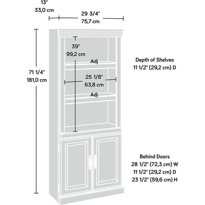 71-inch High 3-shelf Wooden Bookcase with Storage Drawer in Cherry Finish