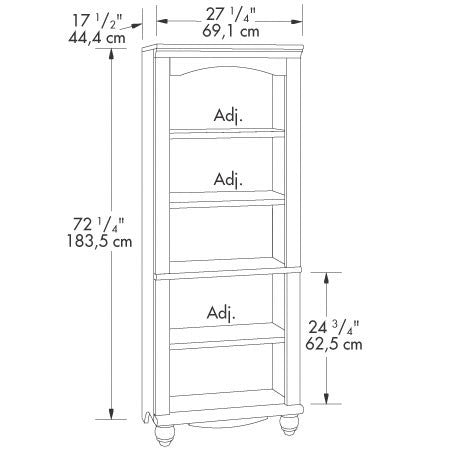 Elegant Display Shelf Bookcase with 5 Shelves in Antique White Wood Finish