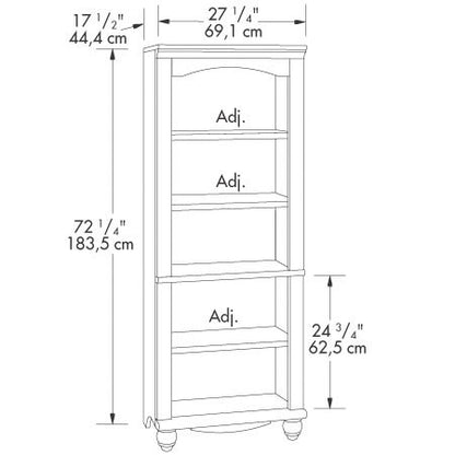 Elegant Display Shelf Bookcase with 5 Shelves in Antique White Wood Finish