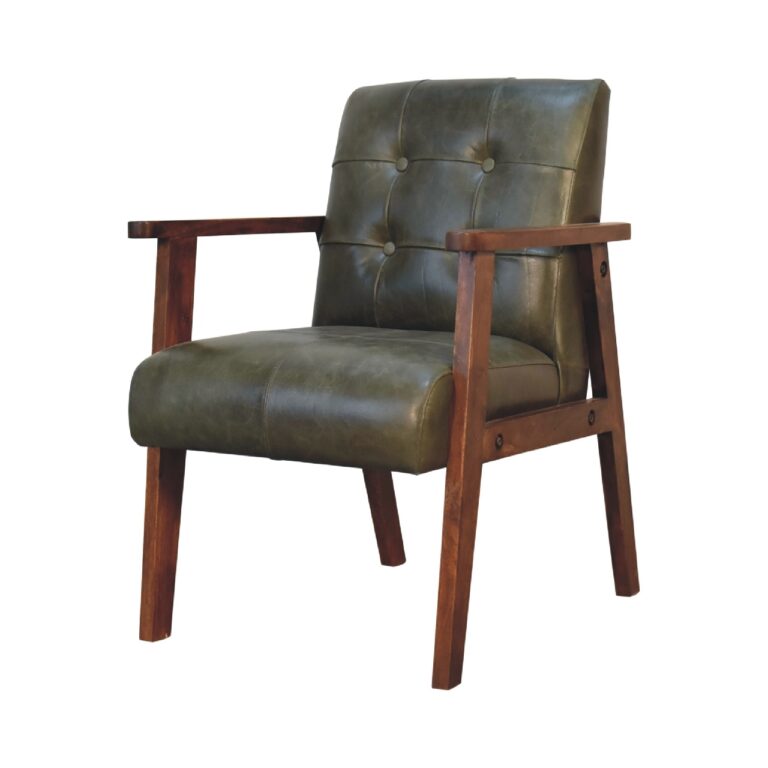 Olive Buffalo Leather Chair