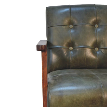 Olive Buffalo Leather Chair