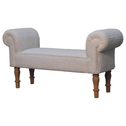 White Boucle Bedroom Bench