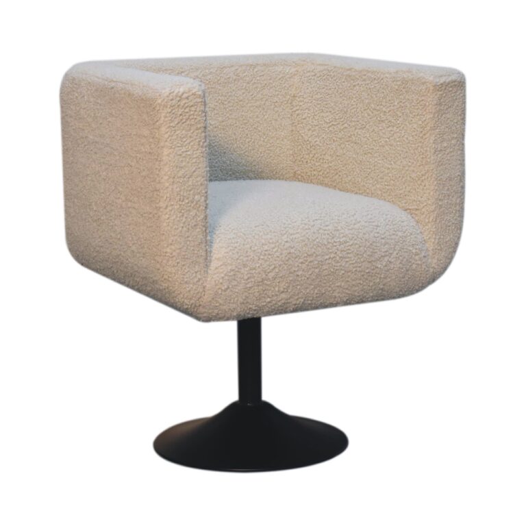 Cream Boucle Swivel Chair