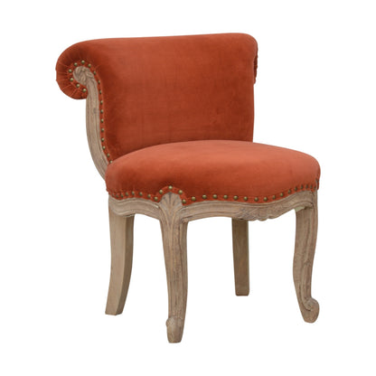 Brick Red Velvet Studded Chair