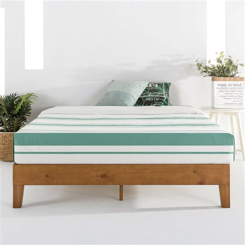 Classic Solid Wood Slat Platform Bed Frame in Natural Finish