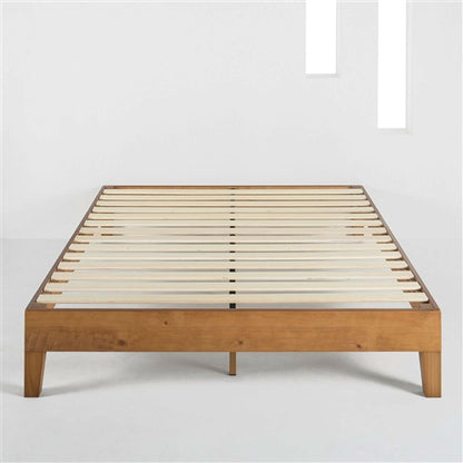 Classic Solid Wood Slat Platform Bed Frame in Natural Finish