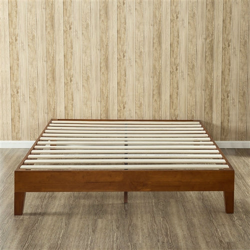 Modern Low Profile Solid Wood Platform Bed Frame in Cherry Finish