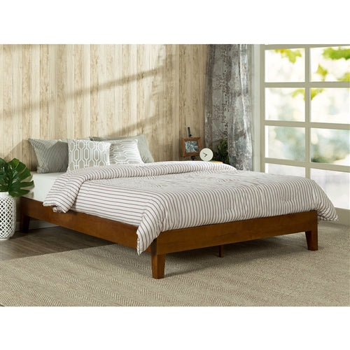 Modern Low Profile Solid Wood Platform Bed Frame in Cherry Finish