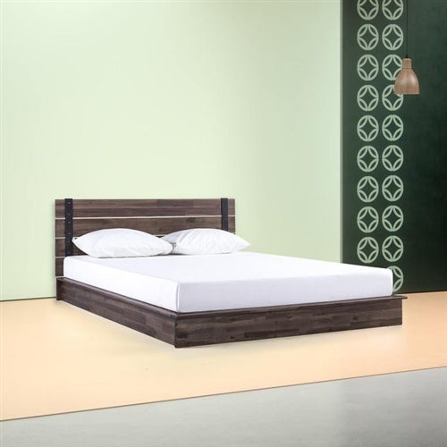 Farmhouse Wood Industrial Low Profile Platform Bed Frame