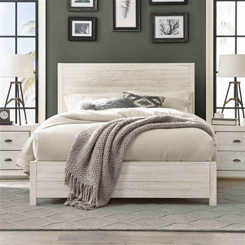 FarmHome Off White Solid Pine Platform Bed in King Size