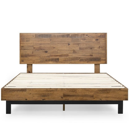 Rustic FarmHome Low Profile Pine Slatted Platform Bed