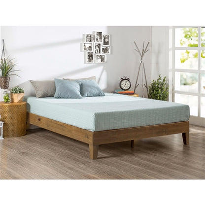 Modern Platform Bed Frame in Rustic Pine Finish