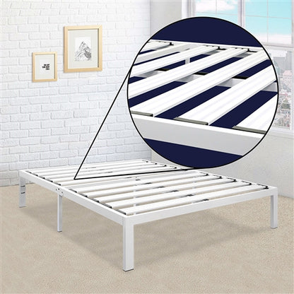 Heavy Duty Metal Platform Bed Frame in White