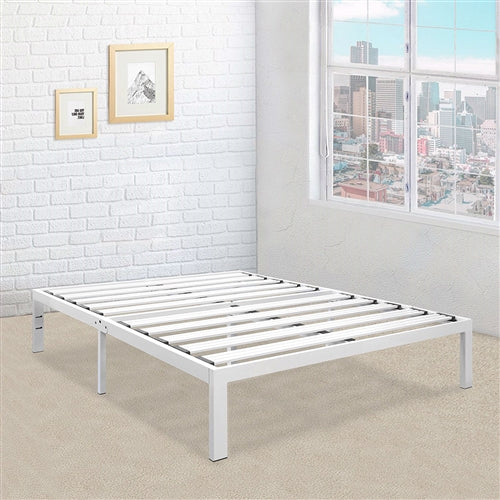 Heavy Duty Metal Platform Bed Frame in White