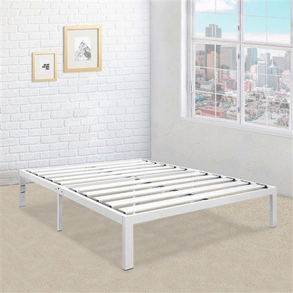 Heavy Duty Metal Platform Bed Frame in White