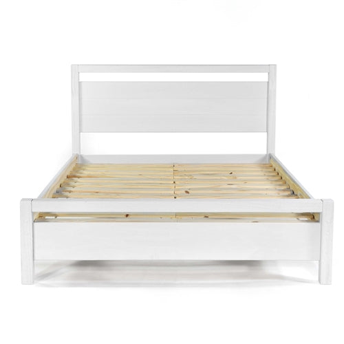 FarmHouse Traditional Rustic White Platform Bed