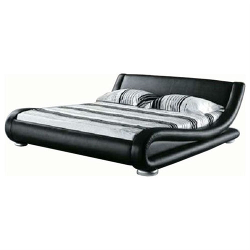 Black Faux Leather California King size Curved Platform Bed