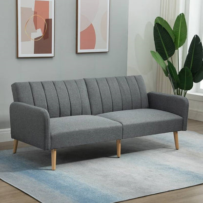 Modern Mid-Century Light Gray Linen-touch Polyester Futon Sleeper Sofa Bed