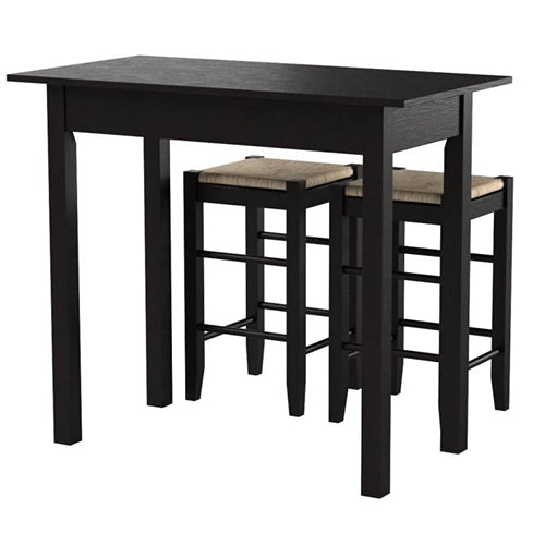 3 Piece Espresso Dining Set with Table and 2 Backless Stools